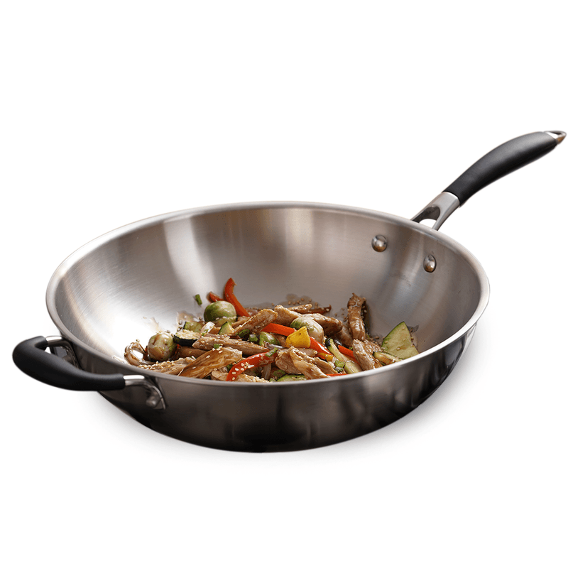 KOBACH Cocina Wok 32cm Sartén Antiadherente Acero Inoxidable Panal Doble  Patrón Freír Con Tapa 220423 De 106,3 €