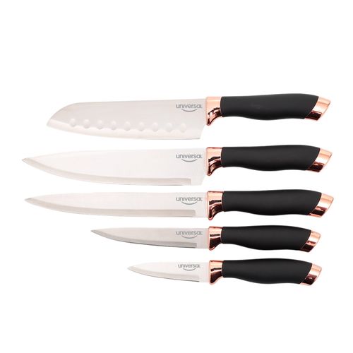 Set de Cuchillos Copper de Acero Inoxidable x5 marca Universal