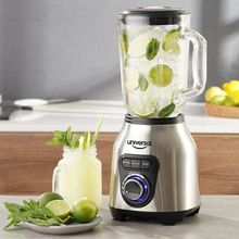 Licuadora Ice Power Universal, 1100 watts de potencia, 5 velocidades, función pica hielo, smoothie y pulso, vaso de vidrio capacidad de 1.8L