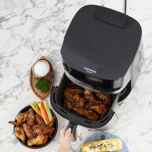 Freidora de aire Inox UNIVERSAL con función spray: agrega vapor a tus alimentos para que estén jugosos por dentro, crocantes por fuera