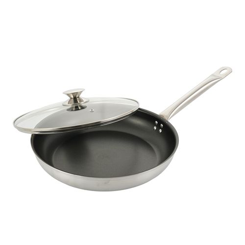 Sartén 30 cm UNIVERSAL PRO en aluminio de alta pureza con tapa de vidrio, antiadherente resistente y mango en acero inoxidable