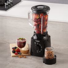 Licuadora Esencial Mix UNIVERSAL vaso de vidrio + vaso picatodo, ideal para cortar proteínas, quesos, frutos secos, vegetales y más