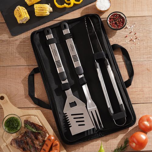 Set x3 de utensilios BBQ con estuche Universal