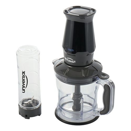 Procesador de alimentos multifuncional UNIVERSAL, dos recipientes para procesar y licuar alimentos.