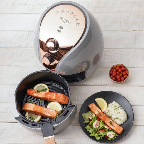 Freidora Artemisa Universal, 3.2L, 1300W de potencia, temporizador ajustable y temperatura regulable para cocinar fácil y saludable.